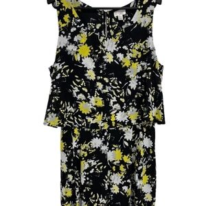 Decree Black Floral Jumpsuit with Yellow and White Accents